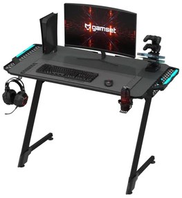 Gaming asztal SNAKE  LED RGB háttérvilágítással 100x60 cm fekete