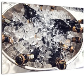 Kép - pezsgő a jégben (üvegen) (70x50 cm)