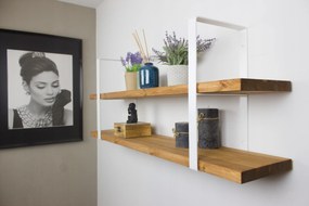 Falra akasztható polc könyvespolc fehér dupla fa fém 120cm x25cm