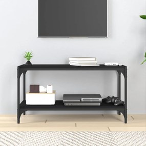 fekete szerelt fa és acél TV-szekrény 80 x 33 x 41 cm