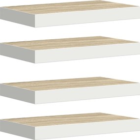 vidaXL 4 db tölgyszínű és fehér MDF lebegő fali polc 40 x 23 x 3,8 cm