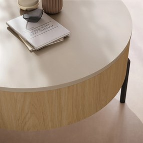 Mazzoni FRIDA Bézs (Pezsgőszínű) / Oasis Tölgy – MODERN DOHÁNYZÓASZTAL FELHAJTHATÓ LAPPAL ÉS TÁROLÓVAL