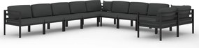 vidaXL 10 részes antracitszürke alumínium kerti ülőgarnitúra párnákkal