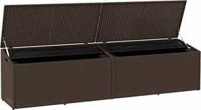 Barna Polyrattan Kerti Tárolóláda 220X50X58 Cm