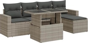 vidaXL 6 részes világosszürke polyrattan kerti ülőgarnitúra párnákkal