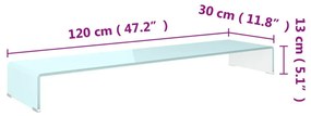 zöld üveg TV állvány/monitor magasító 120 x 30 x 13 cm