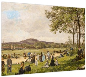 Üveg kép - French 19th Century, Race Course at Longchamps, reprodukciók (70x50 cm)