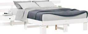 vidaXL Ágykeret fejtámlával Fehér 150 x 200 cm Tömör fenyőfa