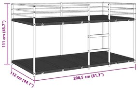 fekete acél emeletes ágy matrac nélkül 107 x 203 cm
