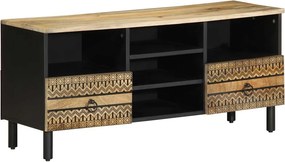vidaXL fekete tömör nyers mangófa TV-szekrény 100 x 33,5 x 46 cm