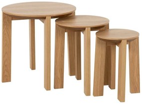 Oldalsó asztalok szett Oakland 792Tölgy, 50cm, Természetes fa furnér, Közepes sűrűségű farostlemez, Kerek