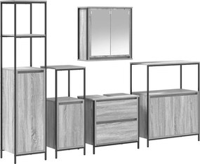 vidaXL Fürdőszoba bútor szett 5 pcs Szürke 76.5 x 35 x 95 cm Faanyag