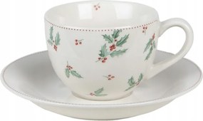 Holly Christmas teáscsésze és csészealj 11x9x6 cm