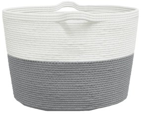 szürke-fehér pamut szennyeskosár Ø60 x 36 cm