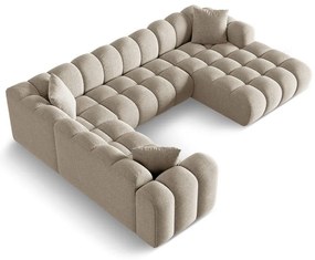 Világosbarna zsenília sarokkanapé (bal oldali-U alakú) Treno – Cosmopolitan Design