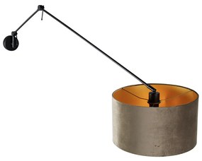 Fali lámpa fekete taupe bársony árnyékolóval 35 cm állítható - Blitz