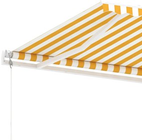 sárga és fehér automata póznás napellenző 400 x 300 cm