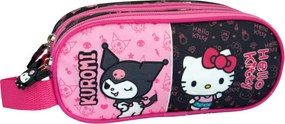 Hello Kitty & Kuromi 2 rekeszes tolltartó 23 cm