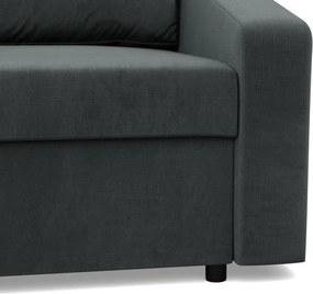 Zeus sarokkanapé, 2 ágyneműtartóval, döntött kartámasz, bársony, univerzális oldal, hab töltet, szürke