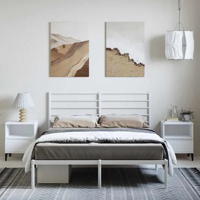 fehér fém ágykeret fejtámlával 135 x 190 cm