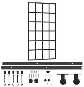 ESG üveg és alumínium tolóajtó fémszerelvény-szettel 102x205 cm
