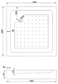 Mexen Rio, szögletes zuhanykabin 80(ajtó)x80(ajtó)x190 cm, 5mm szürke üveg, fekete profil + fehér zuhanytálca RIO, 860-080-080-70-40-4510