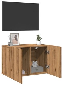 kézműves tölgy színű falra szerelhető TV-szekrény 60x30x41 cm
