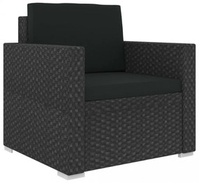 vidaXL 6 részes fekete polyrattan kerti ülőgarnitúra párnákkal