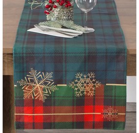 Star bársonyos felszínű karácsonyi asztali futó zöld 40x140 cm