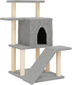 vidaXL világosszürke macskabútor szizál kaparófákkal 97 cm