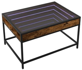 Füstös tölgy végtelen hatású LED-es dohányzóasztal 70x50x41 cm