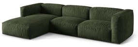 Zöld bársony moduláris sarokkanapé (bal oldali-heverő résszel) Martina – Micadoni