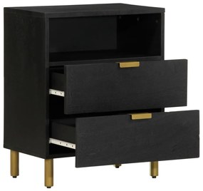 vidaXL fekete tömör szerelt fa éjjeliszekrény 50 x 33 x 62 cm