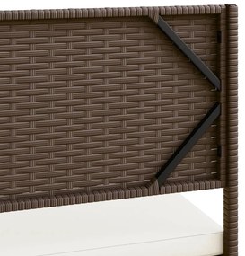 L-alakú barna polyrattan kerti kanapé asztallal és párnákkal