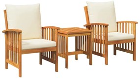 vidaXL Kerti Kanapé Szett párnával 3 pcs Olaj Természetes Tömör Akácfa