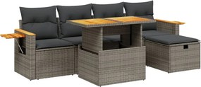 vidaXL 6 részes szürke polyrattan kerti ülőgarnitúra párnákkal