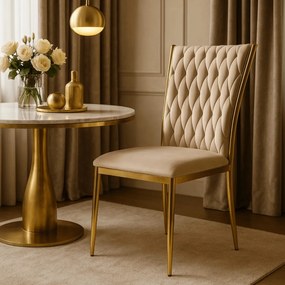 Fonott bársony szék krém színben, DAN