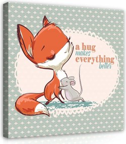 Vászonkép 40x40 Ölelés barátság róka egér édes meleg öröm
