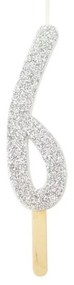 PME glitter gyertya, ezüst, 6