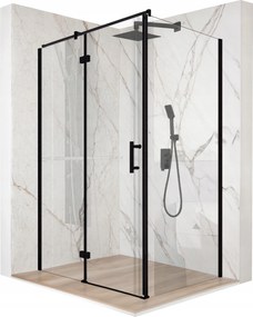 Zuhanykabin 100x80cm billenő ajtó fekete Esg üveg 6mm bevonat