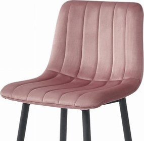 Bárszék POZZA VELVET fekete lábakkal, rózsaszínű