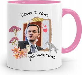 Rózsaszín Politikai Bögre Mateusz Morawiecki Miniszterelnök fényképes nyomtatással