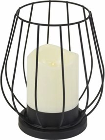 Fém gyertyatartó LED gyertya meleg fehér fekete/fehér