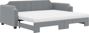 vidaXL világosszürke kihúzható szövet heverő matracokkal 100 x 200 cm