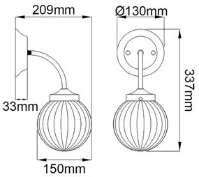 Elstead - Fali lámpa COSMOS 1xE14/60W/230V fehér/sárgaréz