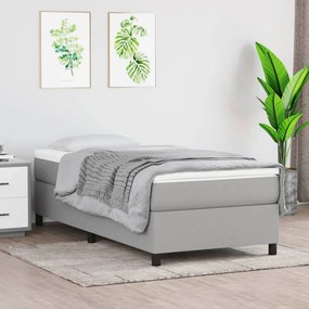 Világosszürke szövet rugós ágy matraccal 90 x 200 cm