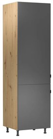 Magas hűtő beépítő szekrény, artisan tölgy/szürke matt, univerzális, LANGEN D60ZL