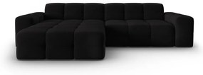 Fekete bársony sarokkanapé (bal oldali) Kendal – Micadoni Home