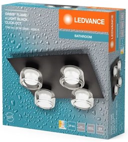 Ledvance -LED Fürdőszobai mennyezeti lámpa ORBIS FLAME 4xLED/5,5W/230V IP44 fekete