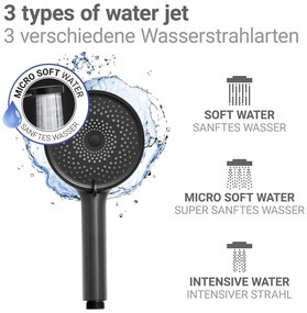 Matt fekete műanyag zuhanyfej ø 12 cm Softwater – Wenko